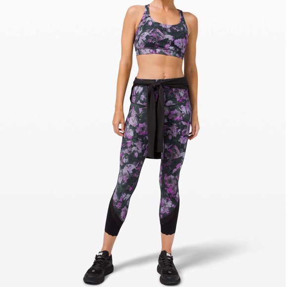 Lululemon energy sports bra floral shift multi purple grey black B-D cup - Picture 5 of 10
